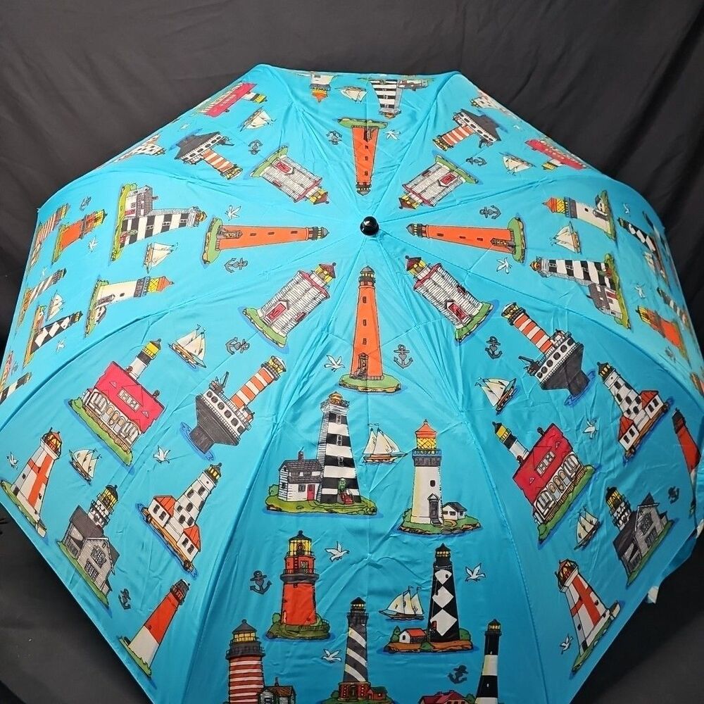 Vintage Lighthouse Umbrellas Unlimited Brand Blue Umbrella